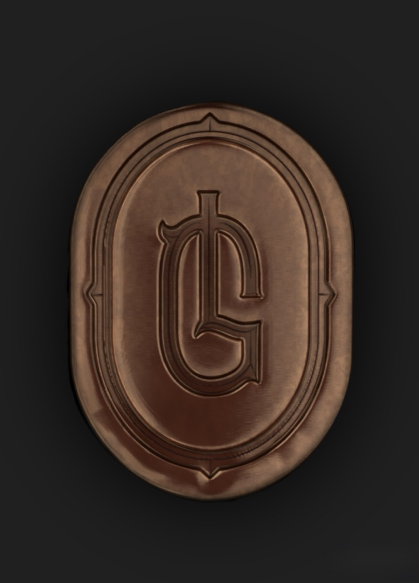 Close-up of the copper LG seal on the black Original bottle